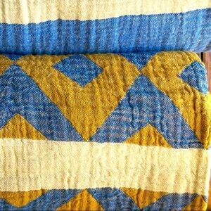 Golden on Dockside Rugby Travel Blanket 78” Twin XL Wrap Quilted Organic Cotton